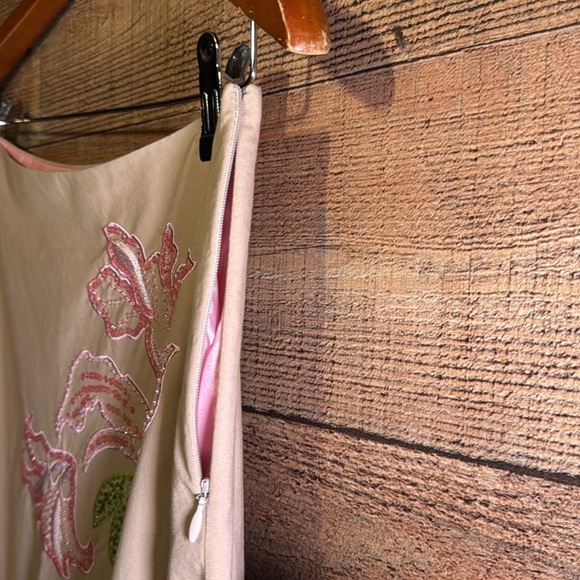 Basil & Maude Khaki Lily Beaded Skirt size 6 A-Line Statement Vintage-inspired - Picture 5 of 7